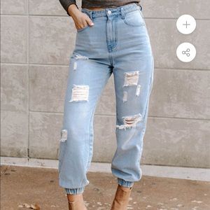 Kittenish denim joggers